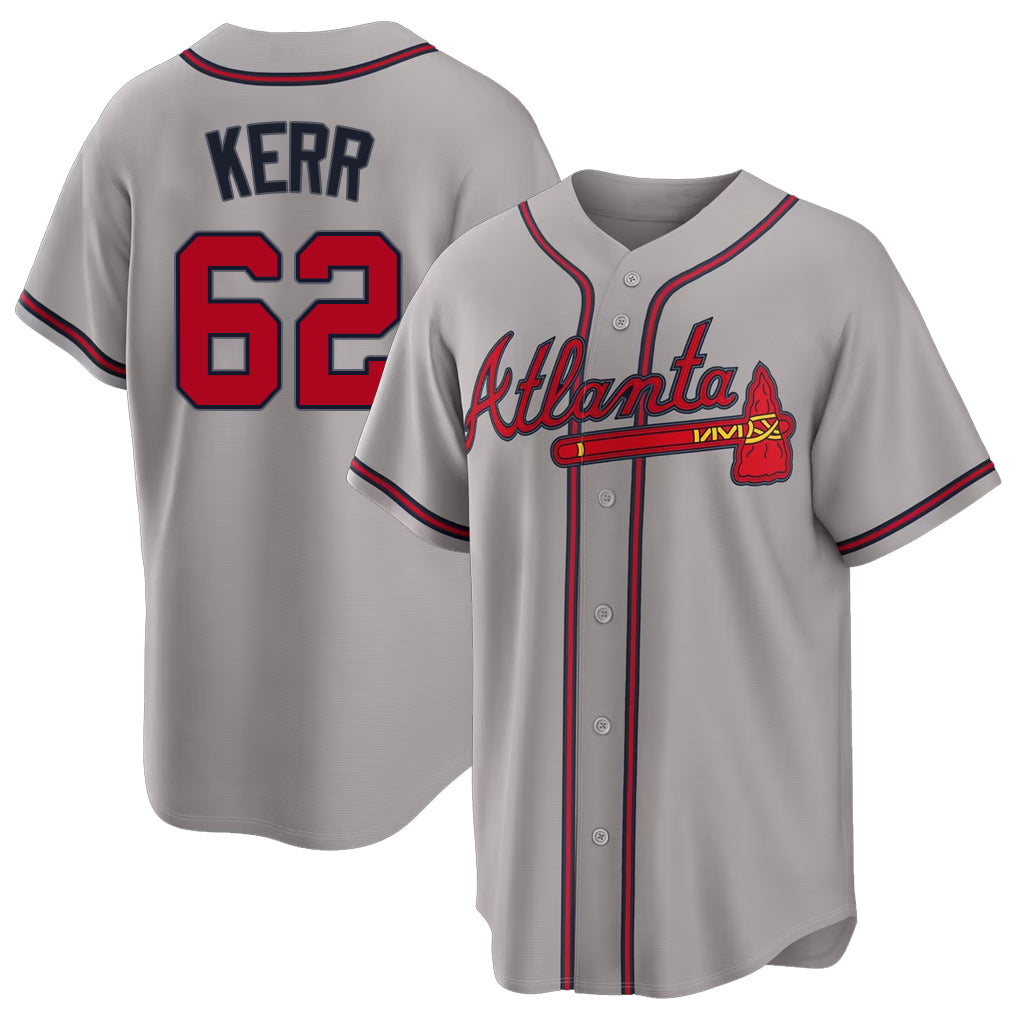Atlanta #62 Kerr Player Baseball Short Sleeve gray Jersey Ray For Men Women Youth Gift