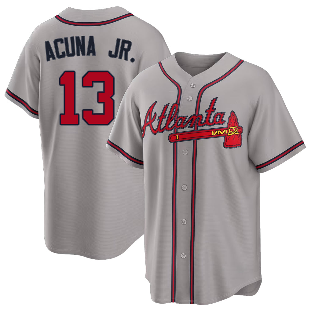 Atlanta #13 Acuña Jr. Player Baseball Short Sleeve gray Jersey Ronald For Men Women Youth Gift