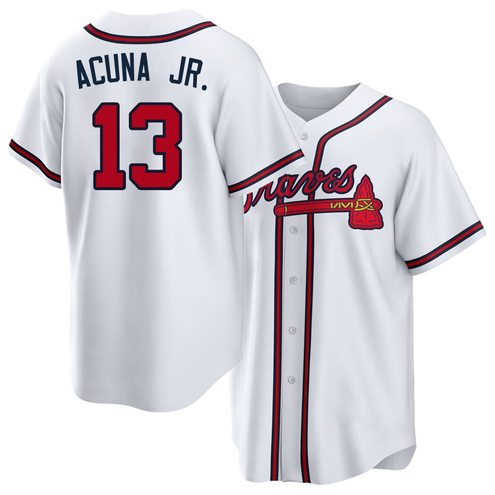 Atlanta #13 Acuña Jr. Player Baseball Short Sleeve White Jersey Ronald For Men Women Youth Gift
