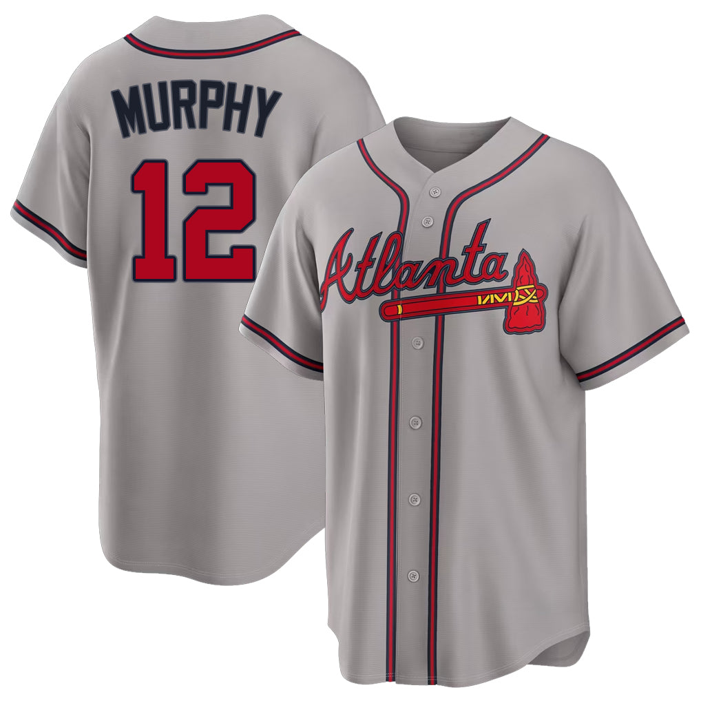 Atlanta #12 Murphy Player Baseball Short Sleeve gray Jersey Sean For Men Women Youth Gift