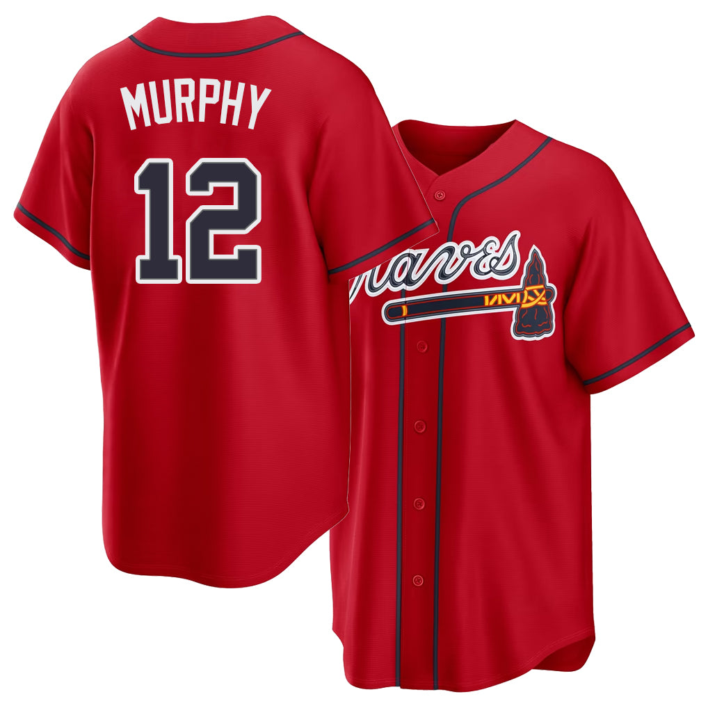 Atlanta #12 Murphy Player Baseball Short Sleeve Red Jersey Sean For Men Women Youth Gift