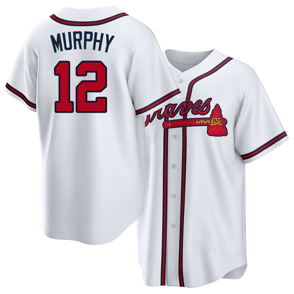 Atlanta #12 Murphy Player Baseball Short Sleeve White Jersey Sean For Men Women Youth Gift