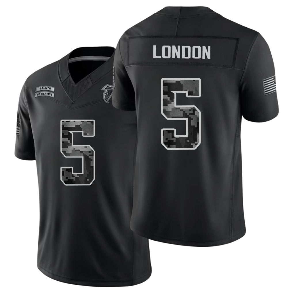 Atlanta #5 London Player Football V Neck Short Sleeve Black Jersey Drake For Men Youth Women Gift