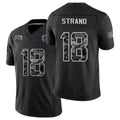 Atlanta #18 Strand Player Football V Neck Short Sleeve Black Jersey Jack For Men Youth Women Gift