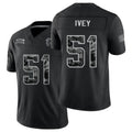 Atlanta #51 Ivey Player Football V Neck Short Sleeve Black Jersey Jared For Men Youth Women Gift