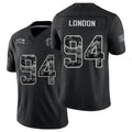 Atlanta #94 London Player Football V Neck Short Sleeve Black Jersey LaCale For Men Youth Women Gift