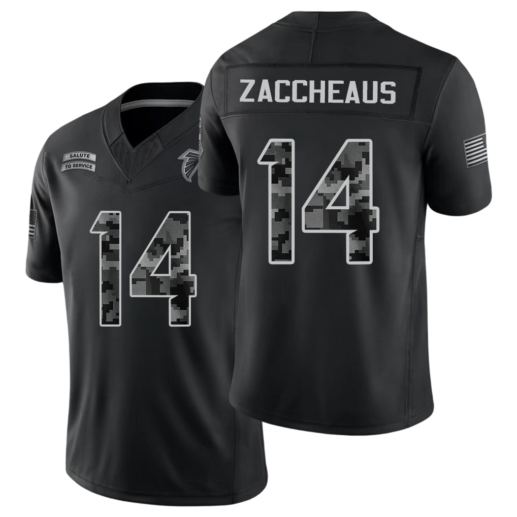 Atlanta #14 Zaccheaus Player Football V Neck Short Sleeve Black Jersey Olamide For Men Youth Women Gift