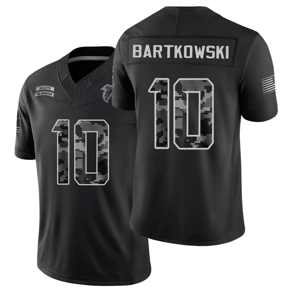 Atlanta #10 Bartkowski Player Football V Neck Short Sleeve Black Jersey Steve For Men Youth Women Gift