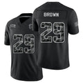 Atlanta #29 Brown Player Football V Neck Short Sleeve Black Jersey Sydney For Men Youth Women Gift