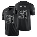 Atlanta #31 Watts Player Football V Neck Short Sleeve Black Jersey Xavier For Men Youth Women Gift