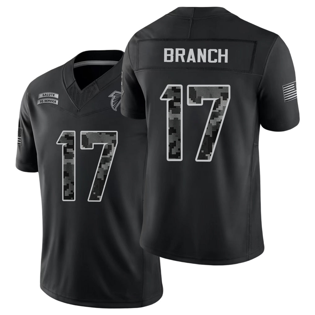 Atlanta #17 Branch Player Football V Neck Short Sleeve Black Jersey Zachariah For Men Youth Women Gift
