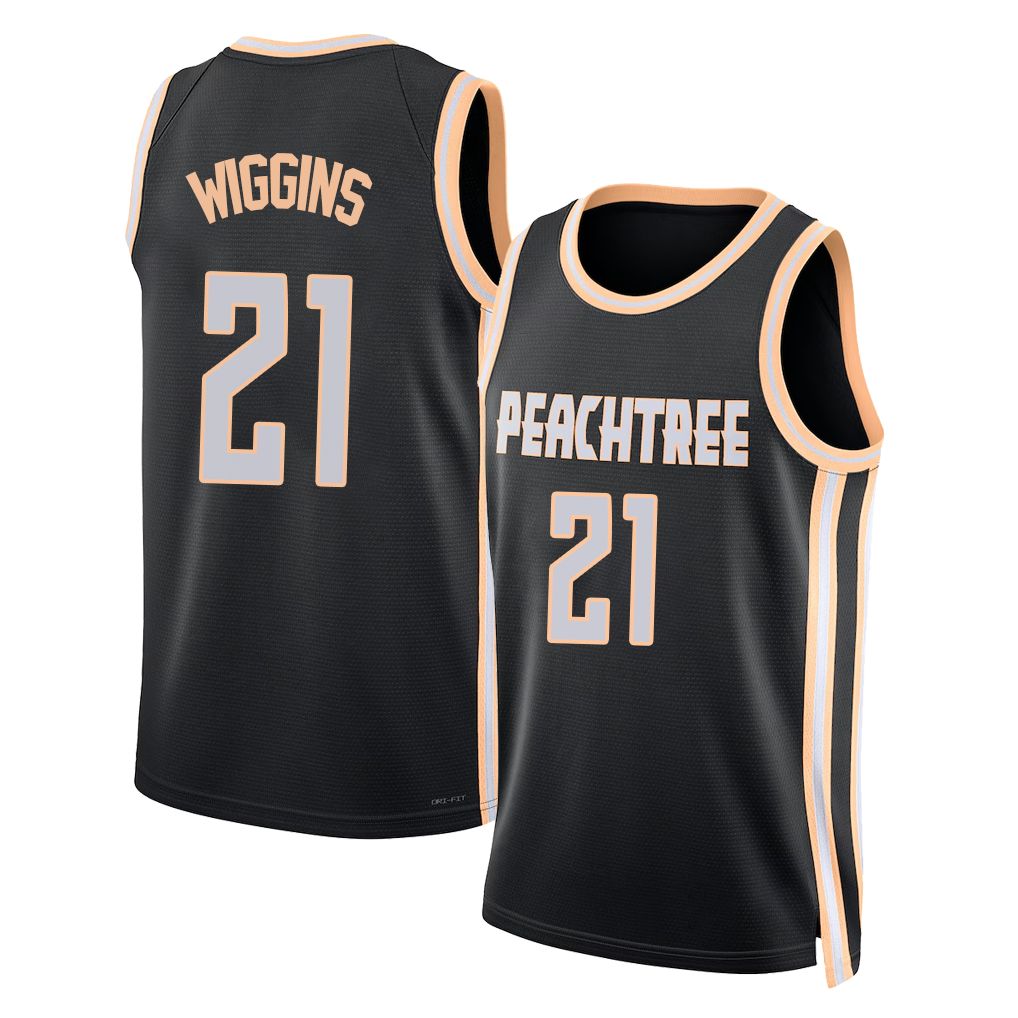 Atlanta #21 Wiggins Player Basketball Sleeveless Jersey Black Aaron For Adult Youth