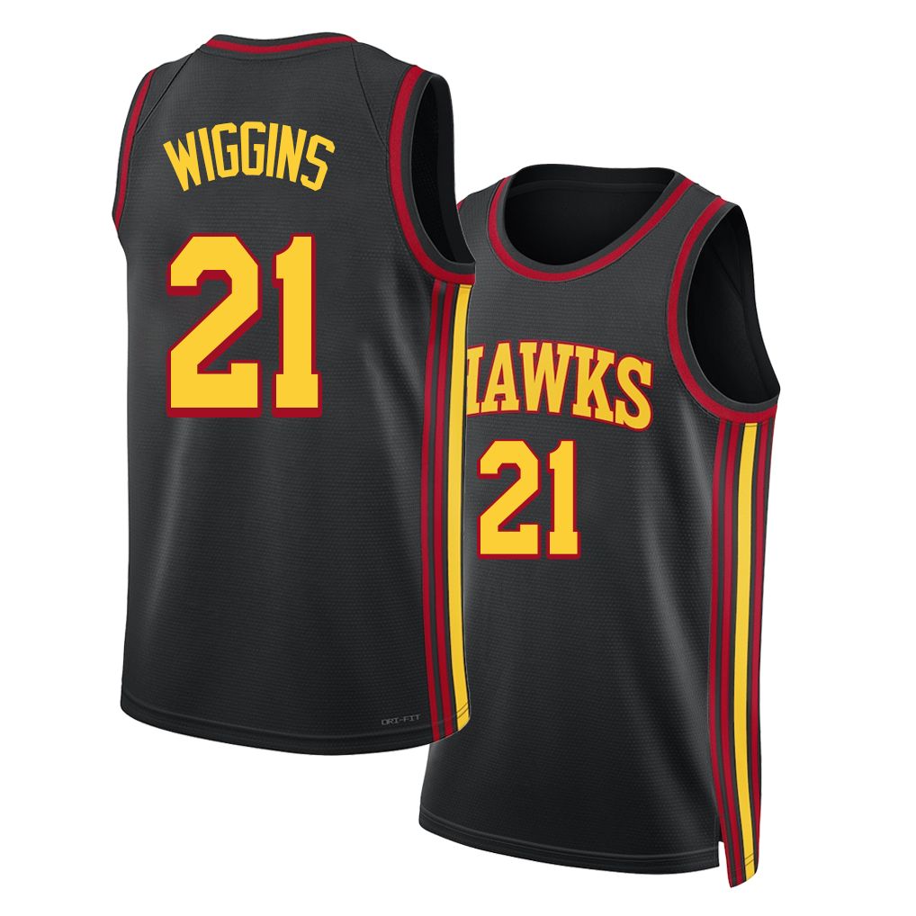 Atlanta #21 Wiggins Player Basketball Sleeveless Black Jersey Aaron For Adult Youth