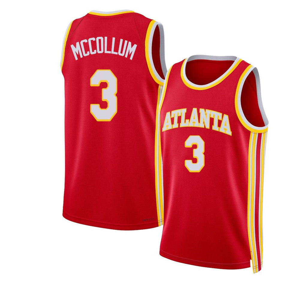 Atlanta #3 McCollum Player Basketball Sleeveless Red Jersey CJ For Adult Youth