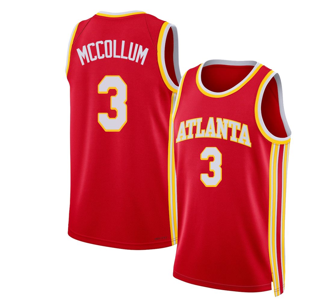 Atlanta #3 McCollum Player Basketball Sleeveless Red Jersey CJ For Adult Youth