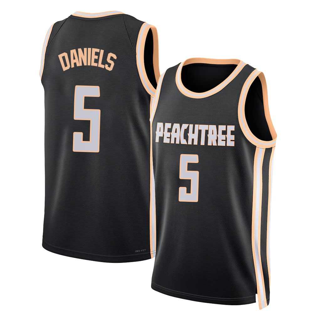 Atlanta #5 Daniels Player Basketball Sleeveless Jersey Black Dyson For Adult Youth
