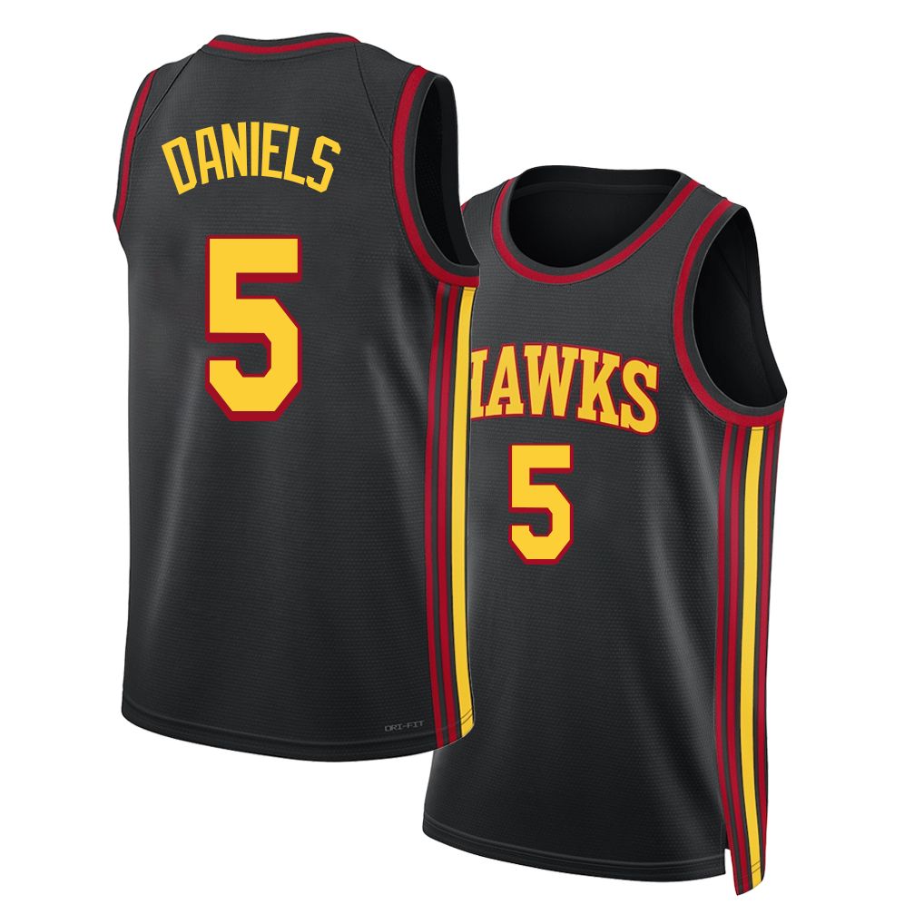 Atlanta #5 Daniels Player Basketball Sleeveless Black Jersey Dyson For Adult Youth