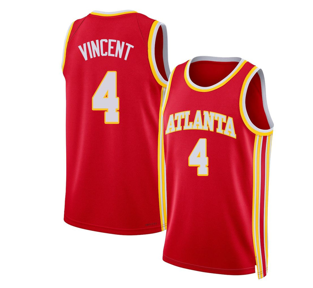 Atlanta #4 Vincent Player Basketball Sleeveless Red Jersey Gabe For Adult Youth