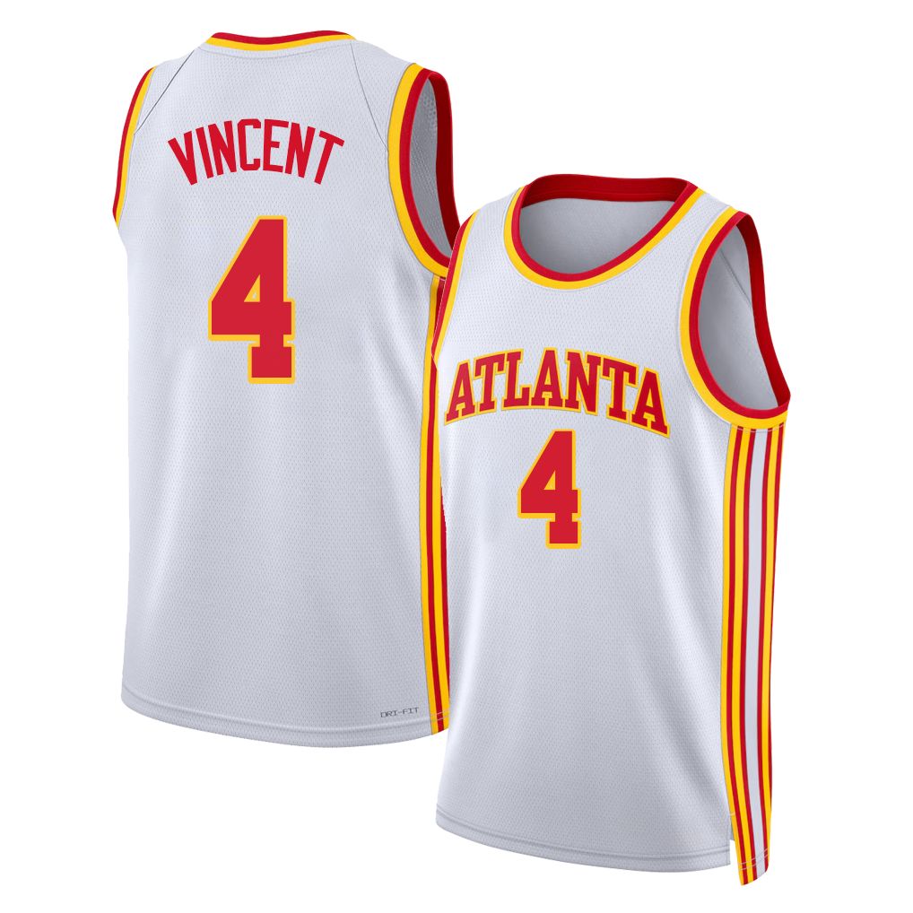Atlanta #4 Vincent Player Basketball Sleeveless White Jersey Gabe For Adult Youth