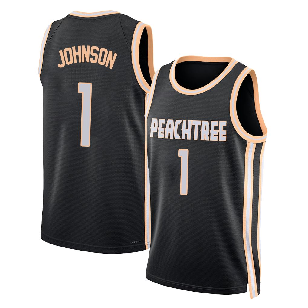 Atlanta #1 Johnson Player Basketball Sleeveless Jersey Black Jalen For Adult Youth
