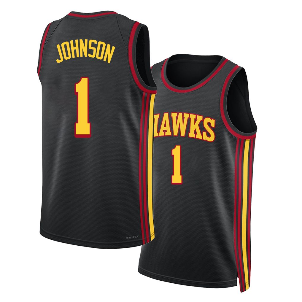 Atlanta #1 Johnson Player Basketball Sleeveless Black Jersey Jalen For Adult Youth