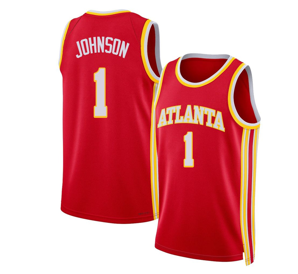Atlanta #1 Johnson Player Basketball Sleeveless Red Jersey Jalen For Adult Youth