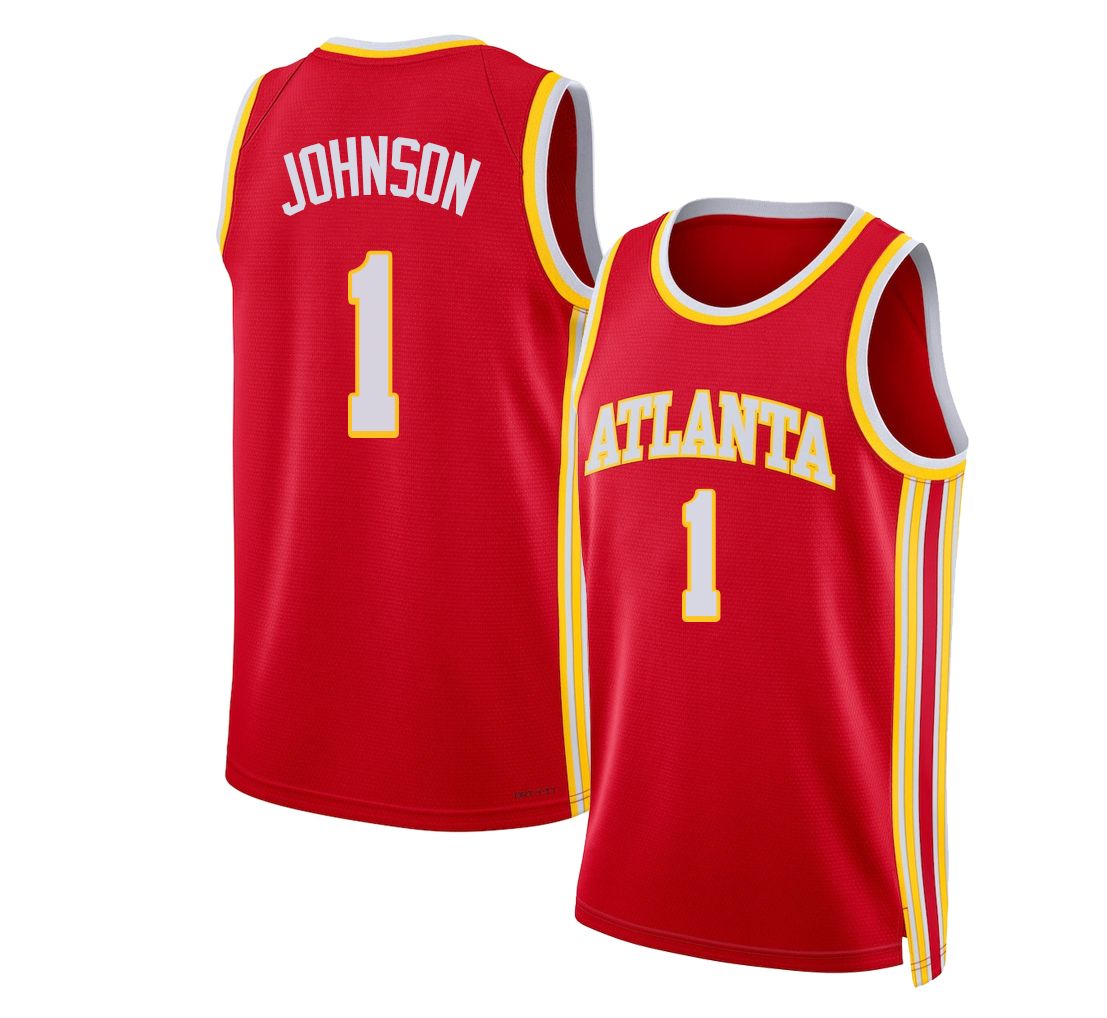Atlanta #1 Johnson Player Basketball Sleeveless Red Jersey Jalen For Adult Youth