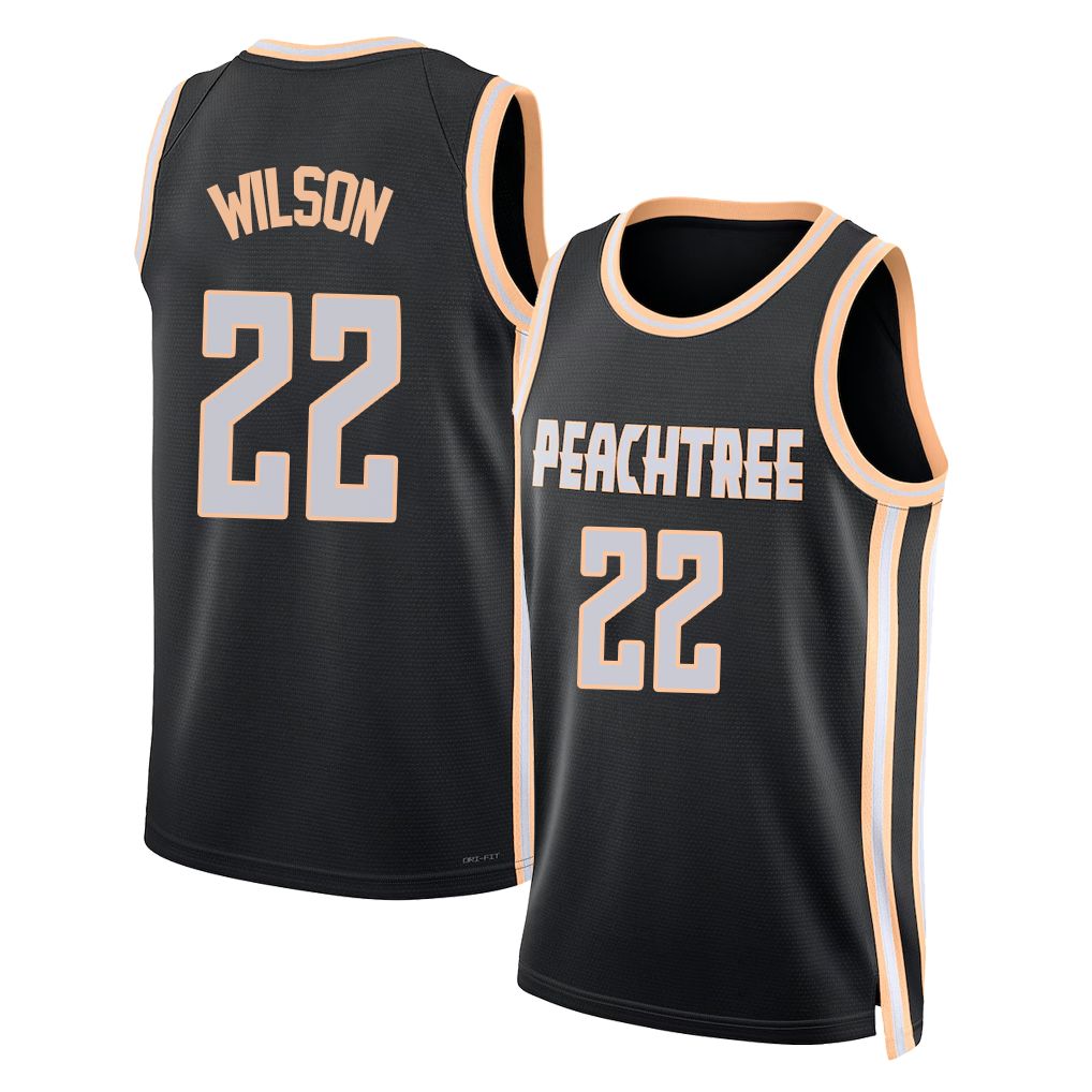 Atlanta #22 Wilson Player Basketball Sleeveless Jersey Black Jalen For Adult Youth
