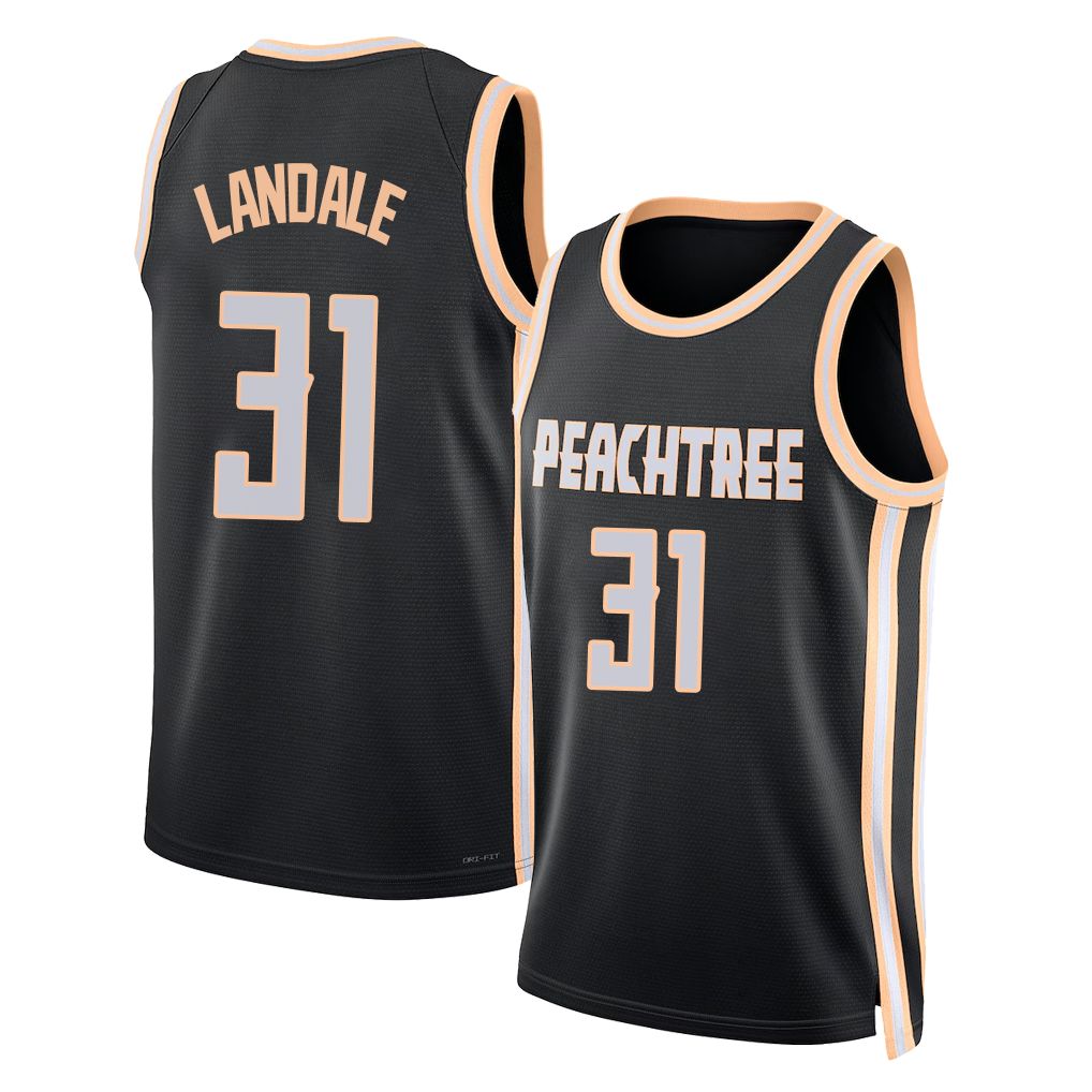 Atlanta #31 Landale Player Basketball Sleeveless Jersey Black Jock For Adult Youth