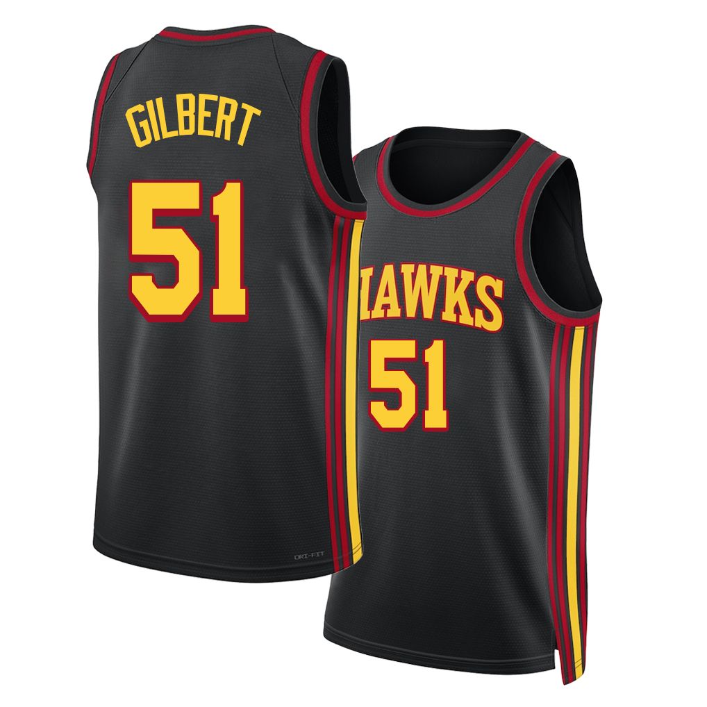 Atlanta #51 Gilbert Player Basketball Sleeveless Black Jersey Keshon For Adult Youth