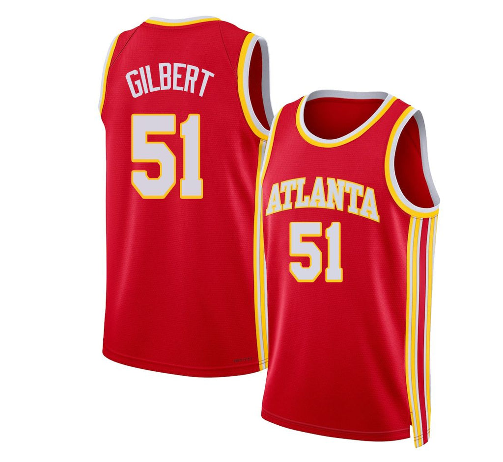 Atlanta #51 Gilbert Player Basketball Sleeveless Red Jersey Keshon For Adult Youth