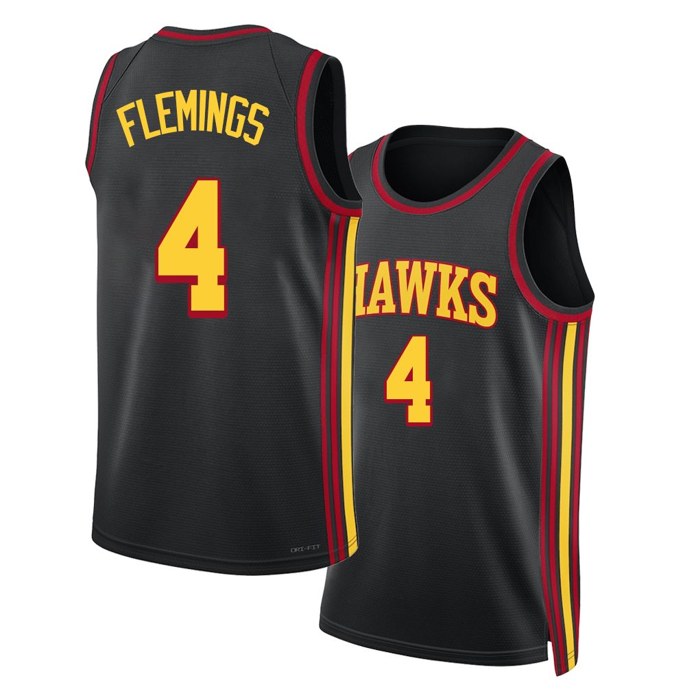 Atlanta #4 Flemings Player Basketball Sleeveless Black Jersey Kingston For Adult Youth