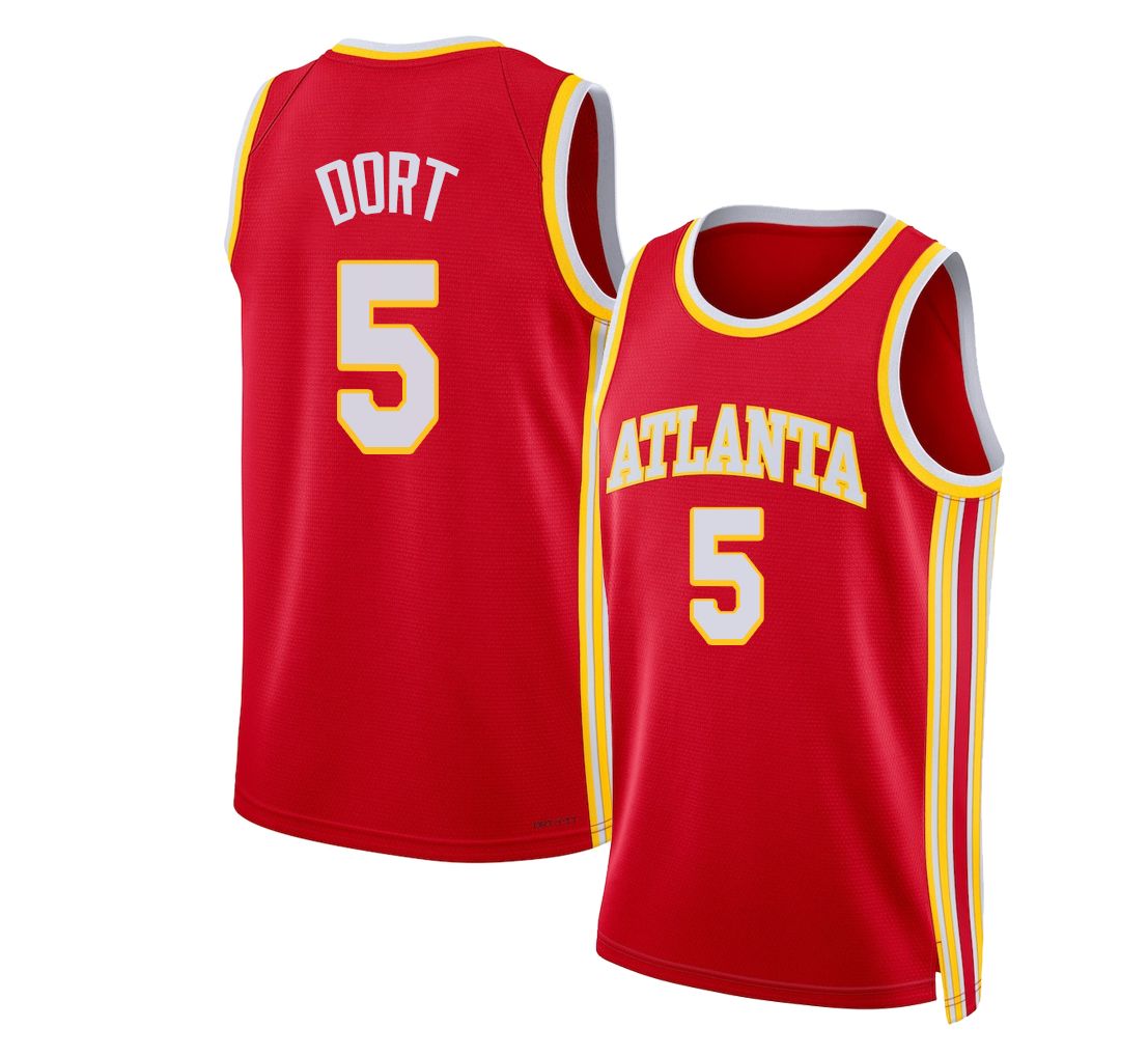 Atlanta #5 Dort Player Basketball Sleeveless Red Jersey Luguentz For Adult Youth