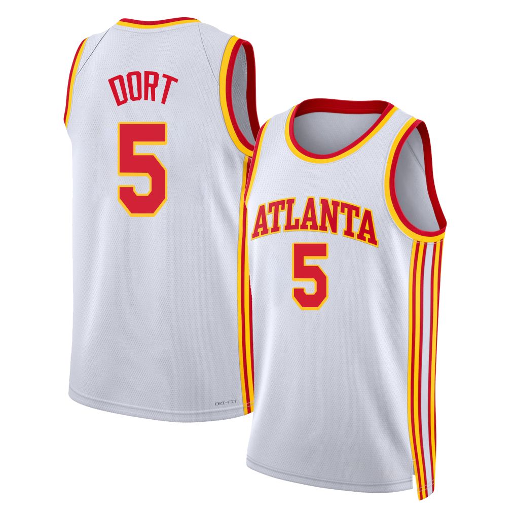 Atlanta #5 Dort Player Basketball Sleeveless White Jersey Luguentz For Adult Youth