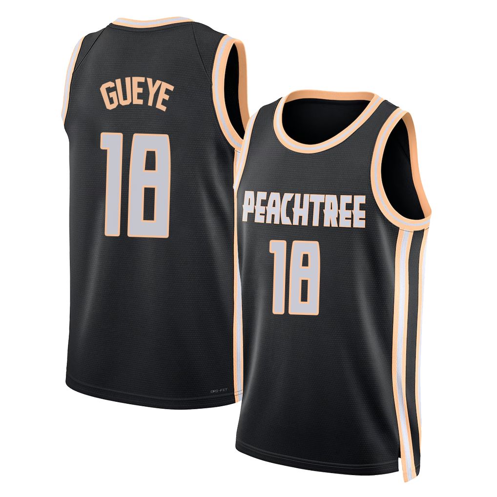Atlanta #18 Gueye Player Basketball Sleeveless Jersey Black Mouhamed For Adult Youth