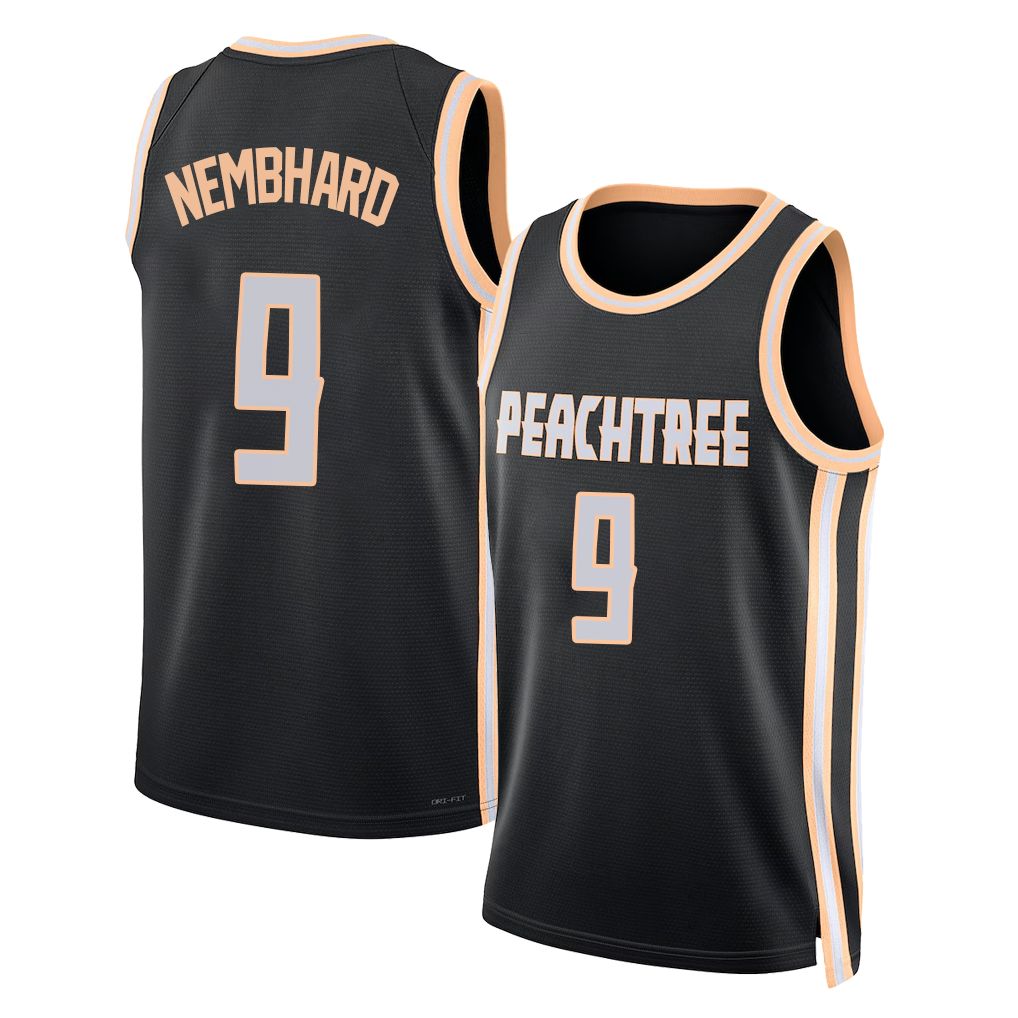 Atlanta #9 Nembhard Player Basketball Sleeveless Jersey Black Ryan For Adult Youth