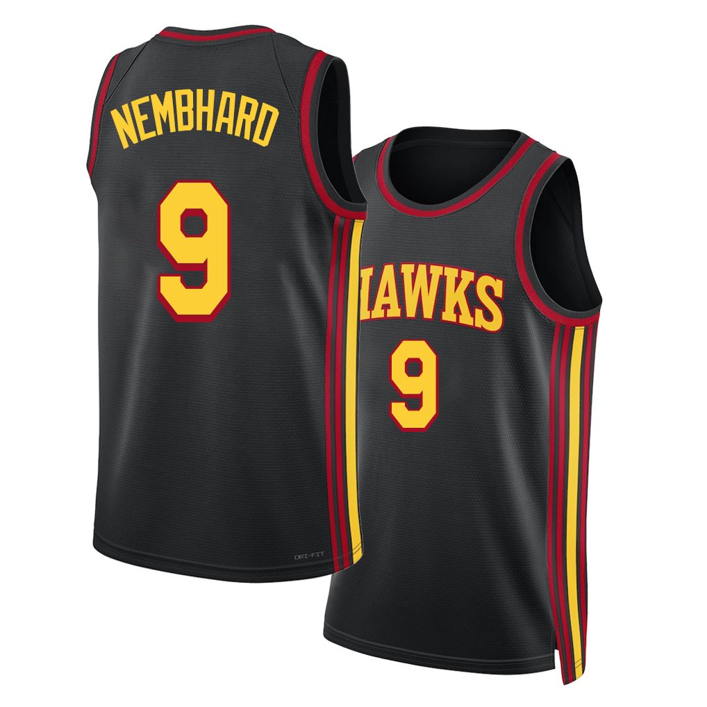 Atlanta #9 Nembhard Player Basketball Sleeveless Black Jersey Ryan For Adult Youth