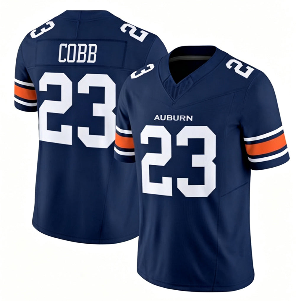 Auburn #23 Cobb Player College Football V Neck Short Sleeve Navy Jersey Jeremiah For Men Youth Women