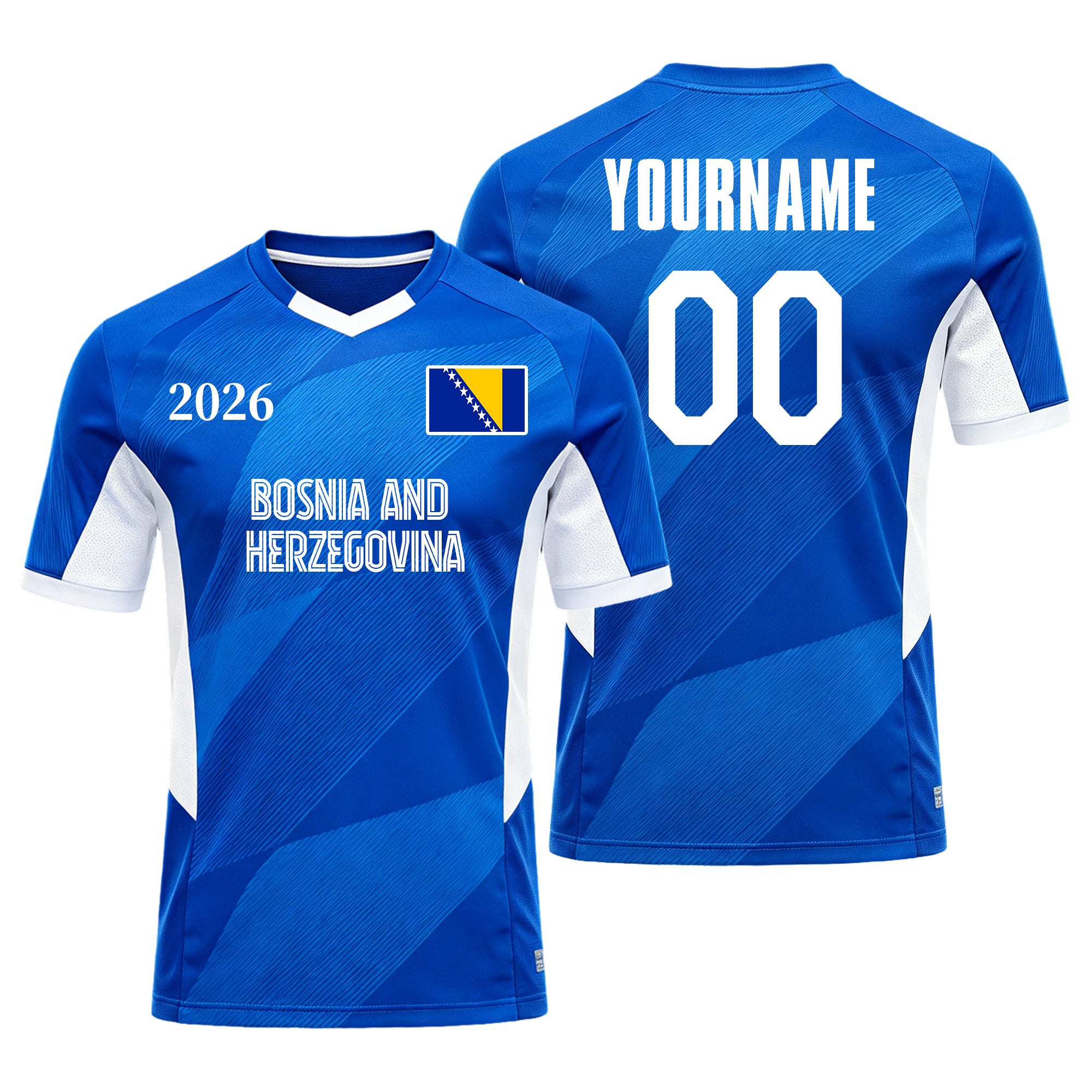 Custom Bosnia and Herzegovina Soccer Jersey – Personalized Name & Number Football Shirt:2026 Cup Kids Youths Mens Womens Fans