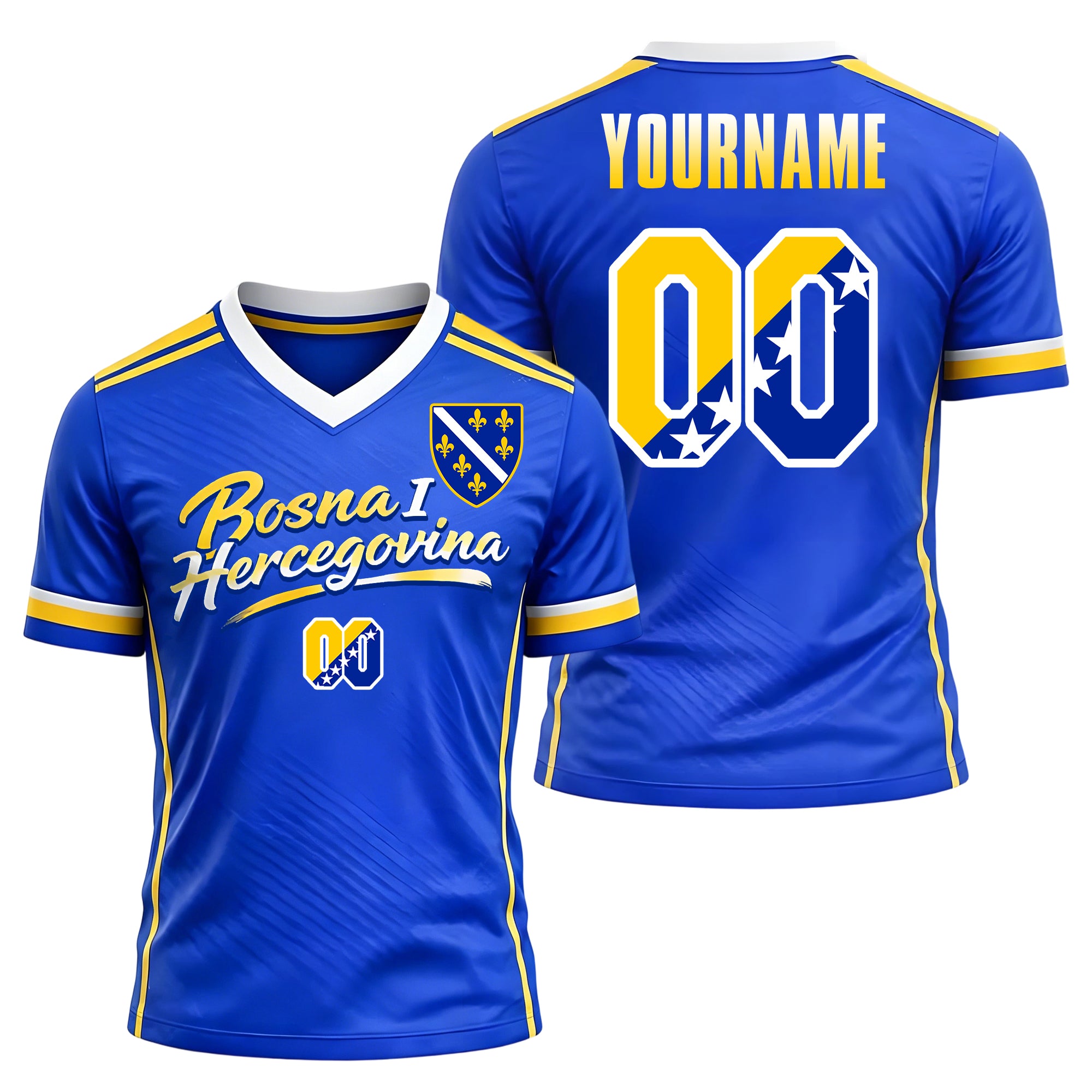Custom Bosnia and Herzegovina Soccer Jersey – Personalized Name & Number Football Shirt:2026 Cup Kids Youths Mens Womens Fans