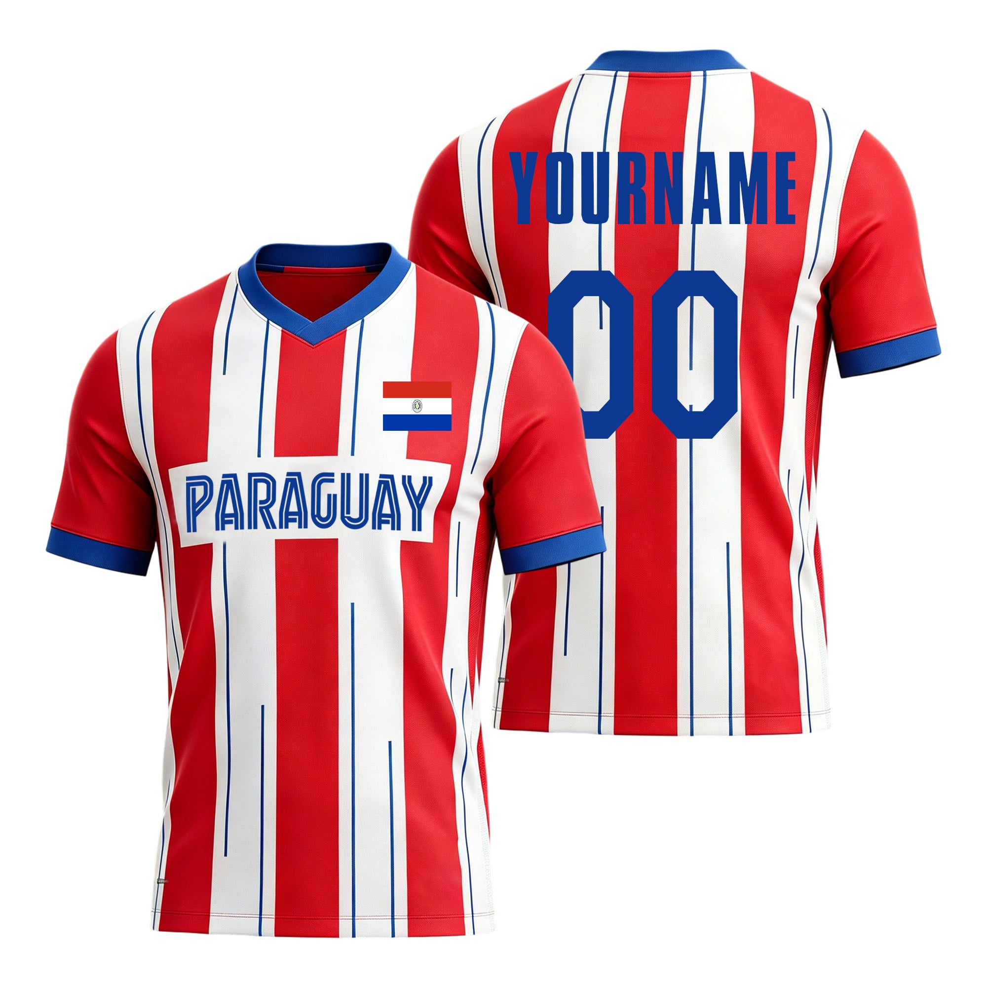 Custom Paraguay Soccer Jersey – Personalized Name & Number Football Shirt:2026 Cup Kids Youths Mens Womens Fans