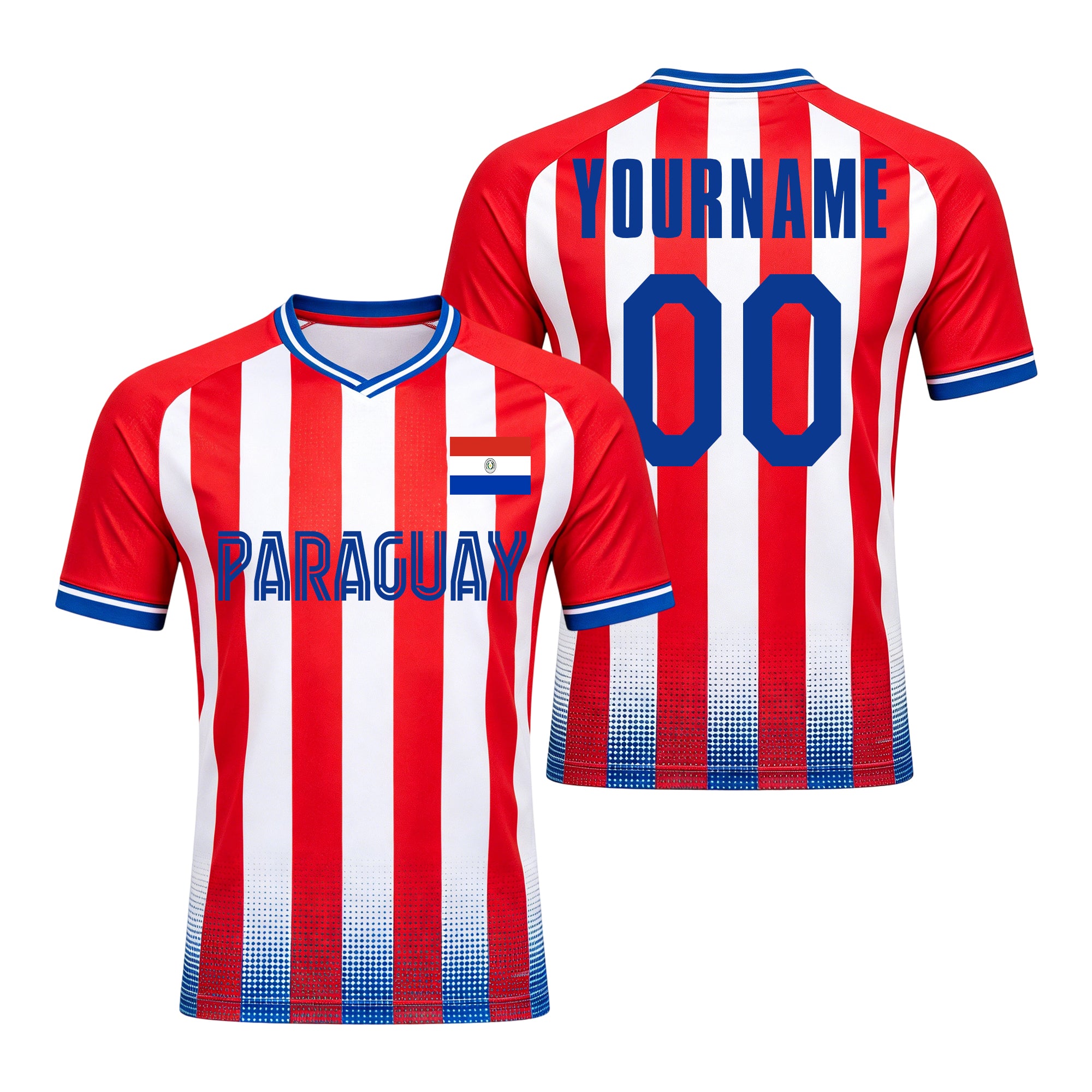 Custom Paraguay Soccer Jersey – Personalized Name & Number Football Shirt:2026 Cup Kids Youths Mens Womens Fans