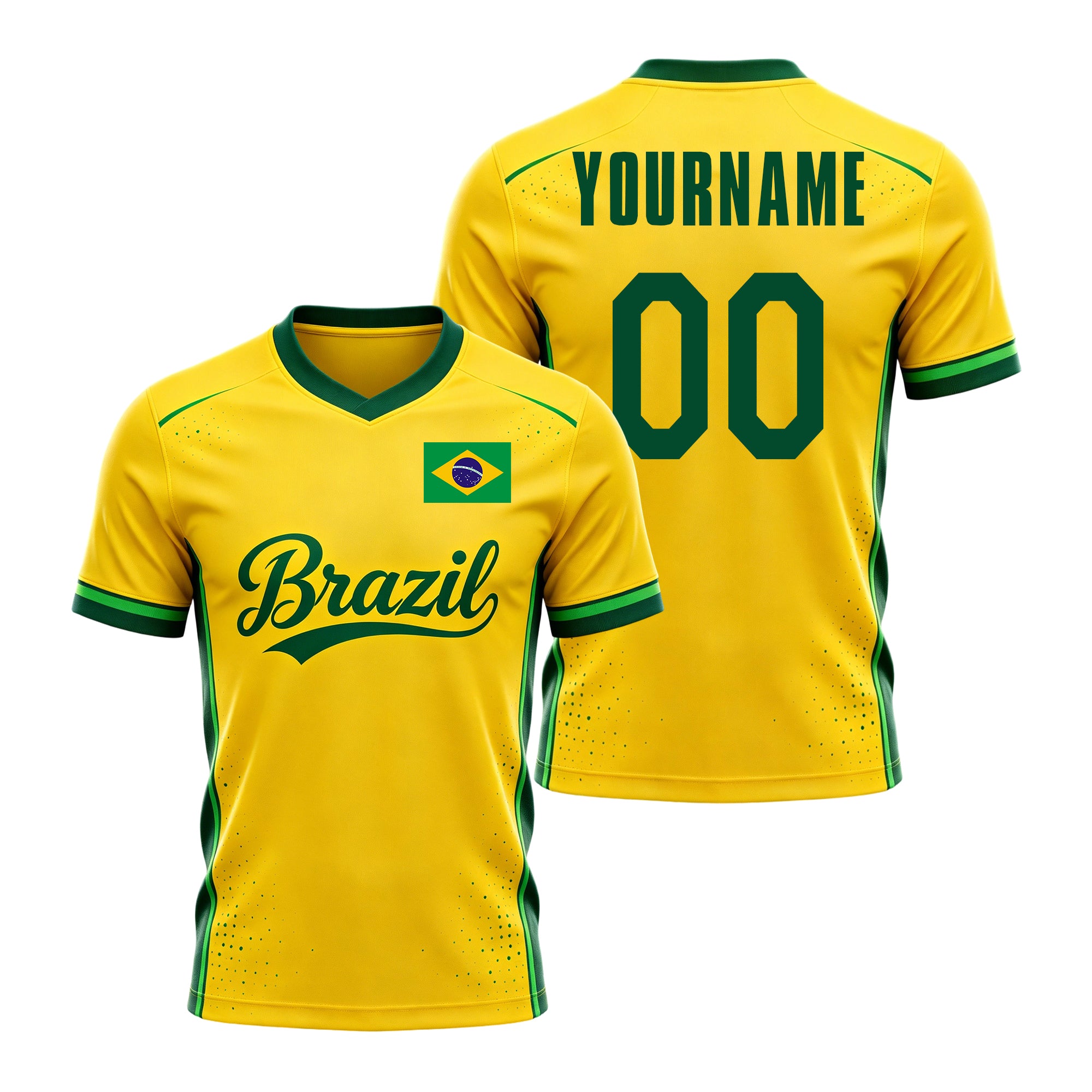 Custom Brazil Soccer Jersey – Personalized Name & Number Football Shirt:2026 Cup Kids Youths Mens Womens Fans