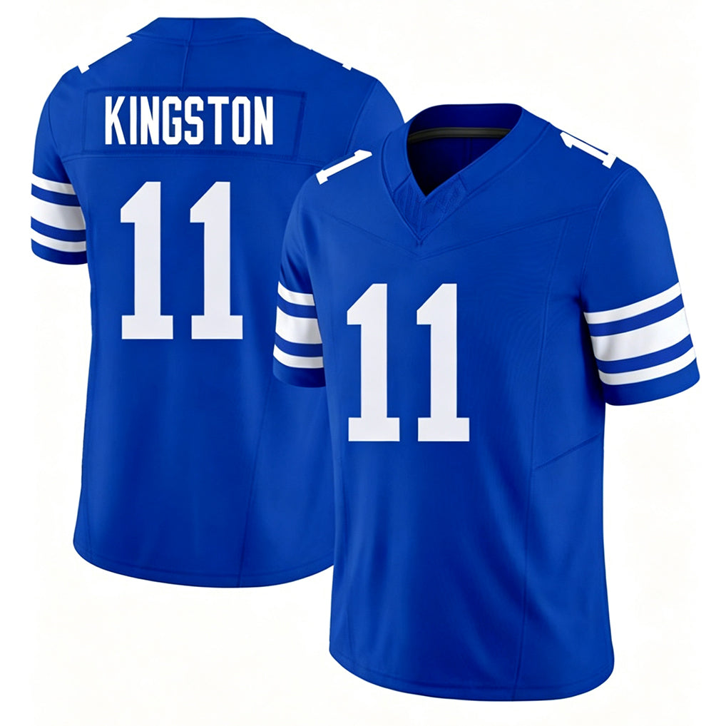 BYU #11 Kingston Player College Football V Neck Short Sleeve Royal Jersey Parker For Men Youth Women