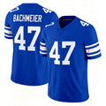 BYU #47 Bachmeier Player College Football V Neck Short Sleeve Royal Jersey Bear For Men Youth Women