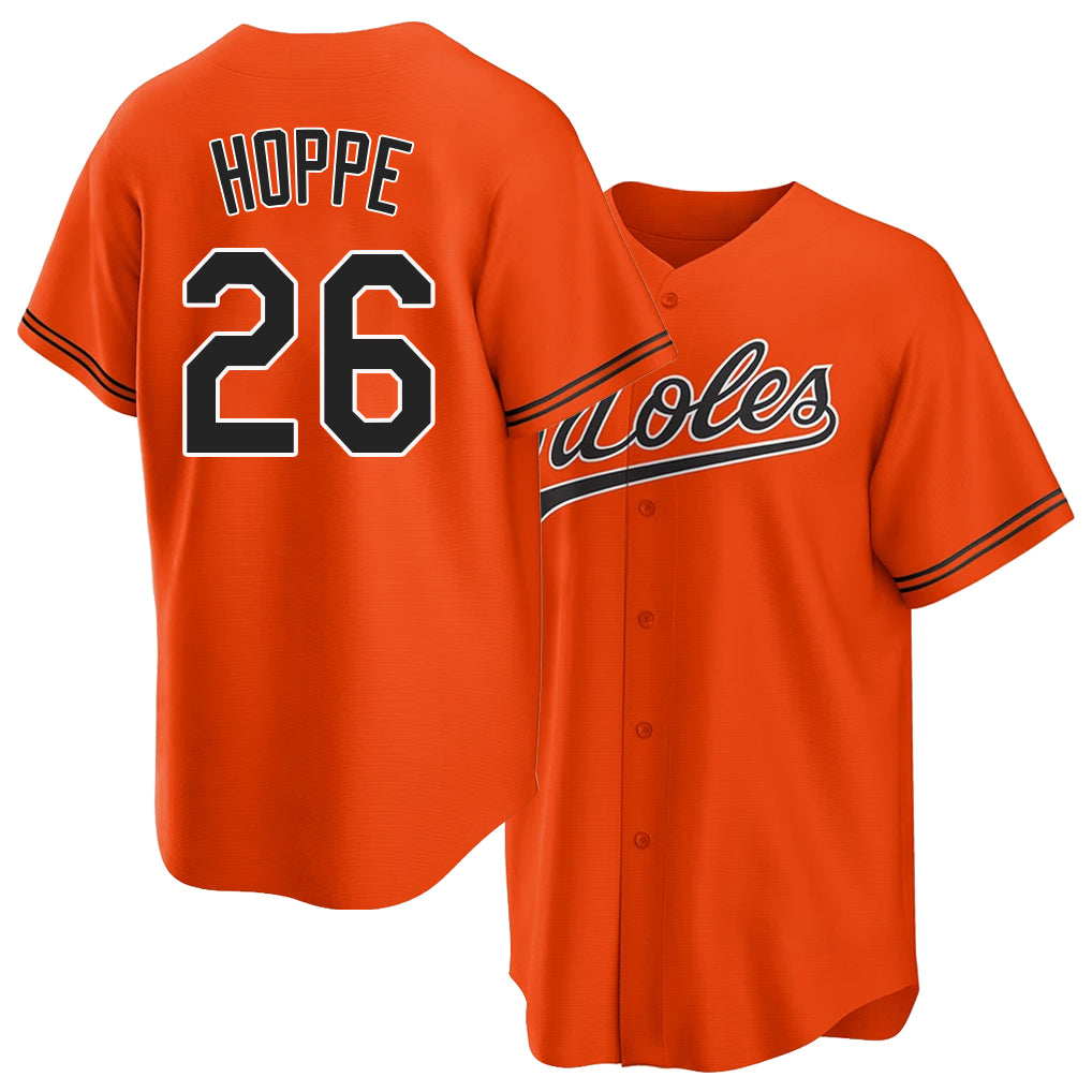 Baltimore #26 Hoppe Player Baseball Short Sleeve Orange Jersey Alex For Men Women Youth Gift
