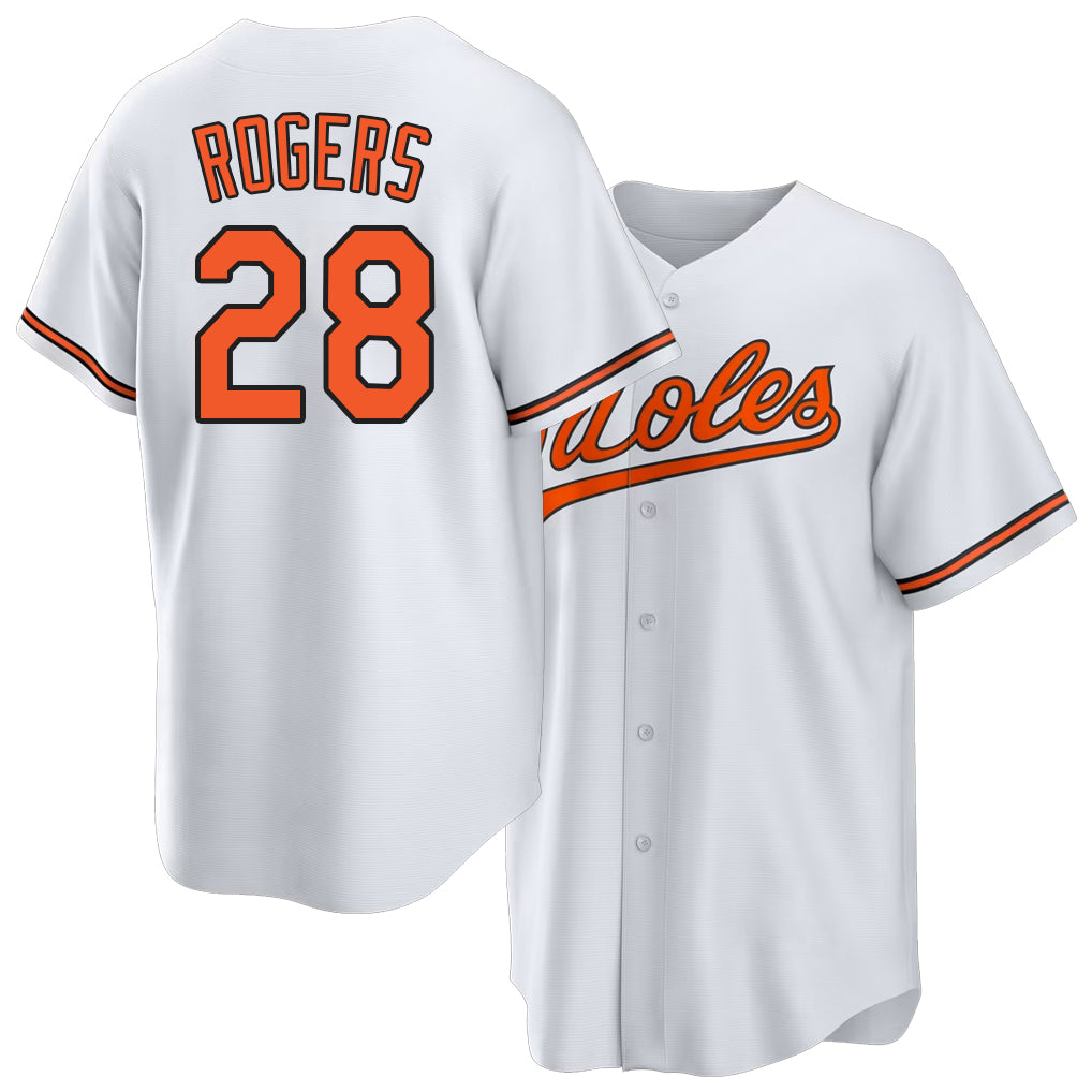 Baltimore #28 Rogers Player Baseball Short Sleeve White Jersey Trevor For Men Women Youth Gift