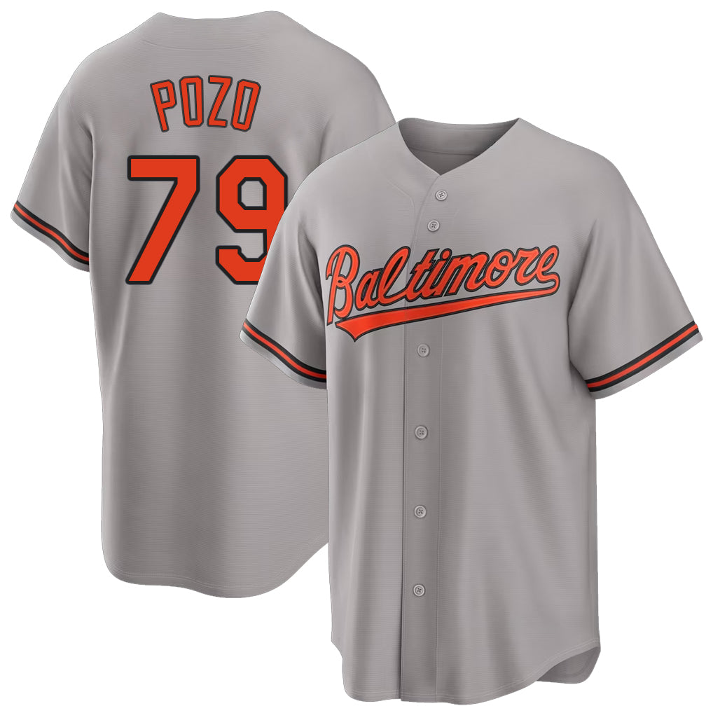 Baltimore #79 Pozo Player Baseball Short Sleeve Gray Jersey Yohel For Men Women Youth Gift