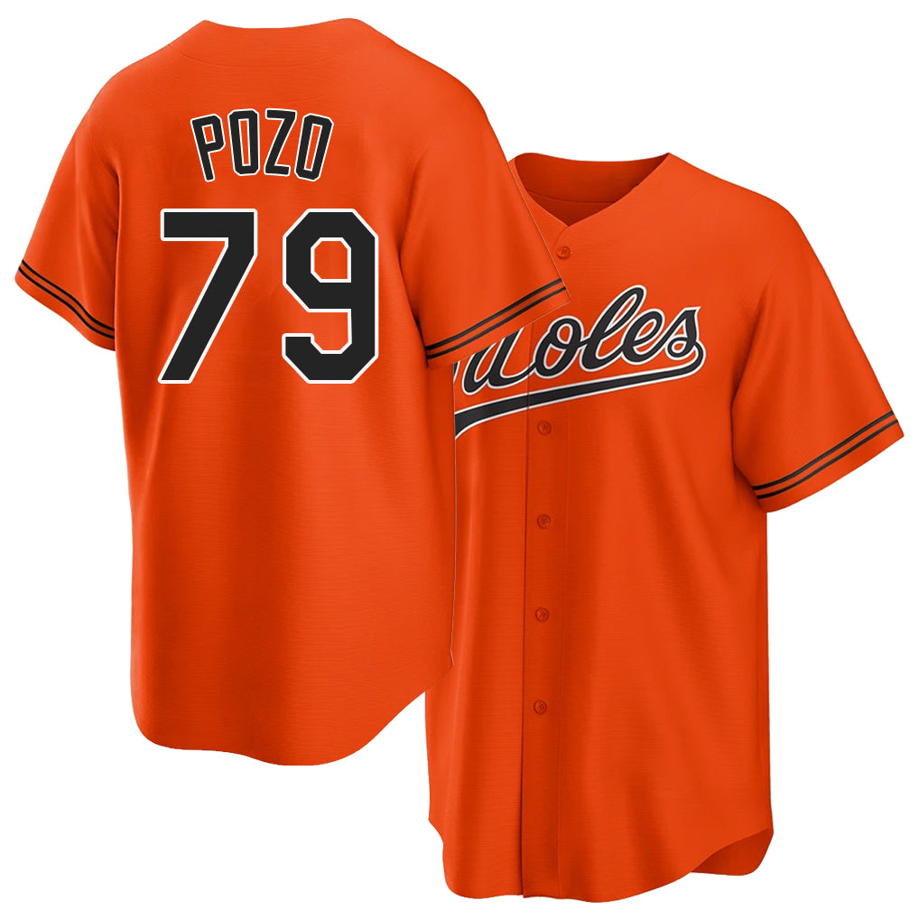 Baltimore #79 Pozo Player Baseball Short Sleeve Orange Jersey Yohel For Men Women Youth Gift