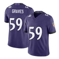 Baltimore #59 Graves Player Football V Neck Short Sleeve Purple Jersey Aaron For Men Youth Women Gift